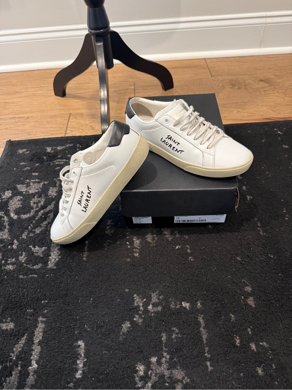 Saint Laurent Off-White Sneakers with Black Heel Tab